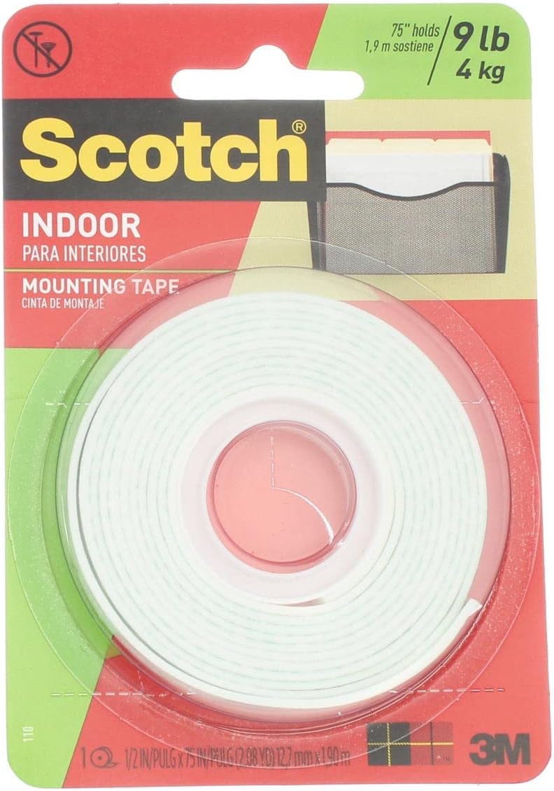 251024091233396_1 Scotch Indoor Mounting Tape, White, 0.5 in x 75 in (Pack of 4) - Image 1